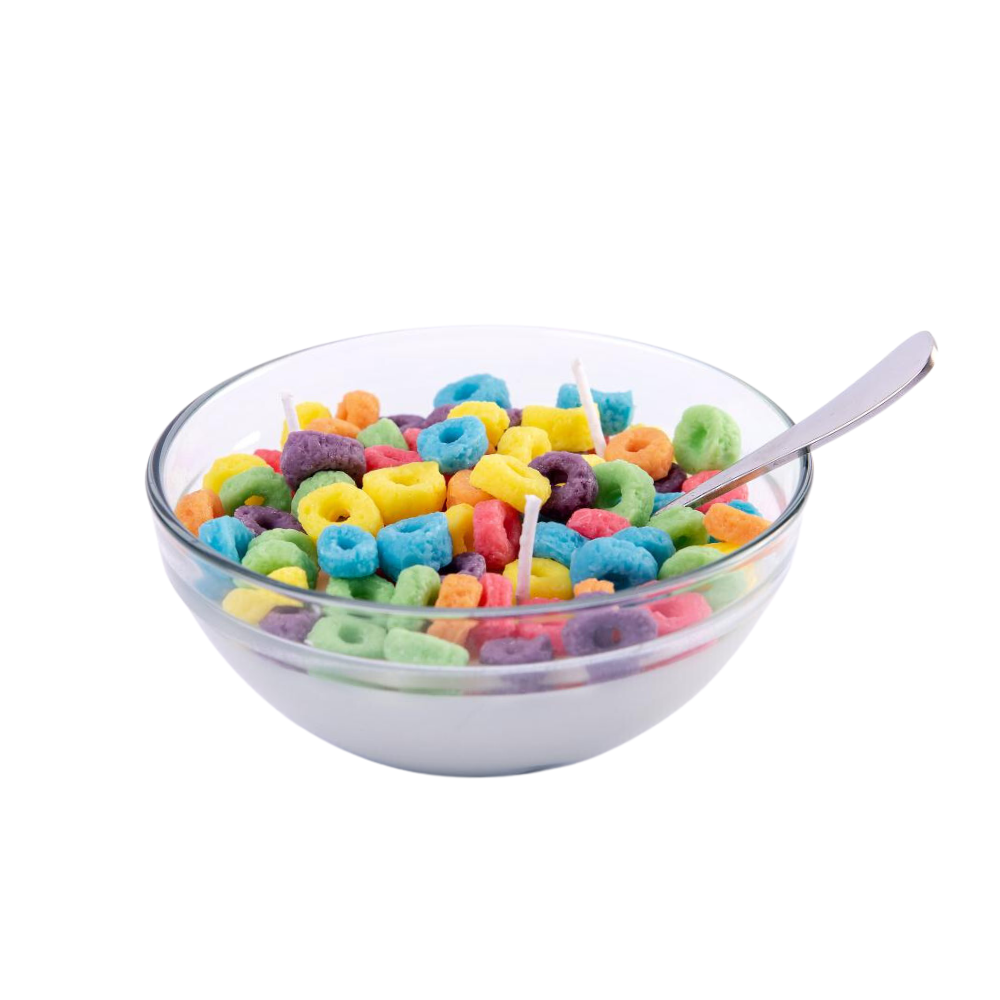 Front view of Fruit Loops Cereal Candle Bowl 