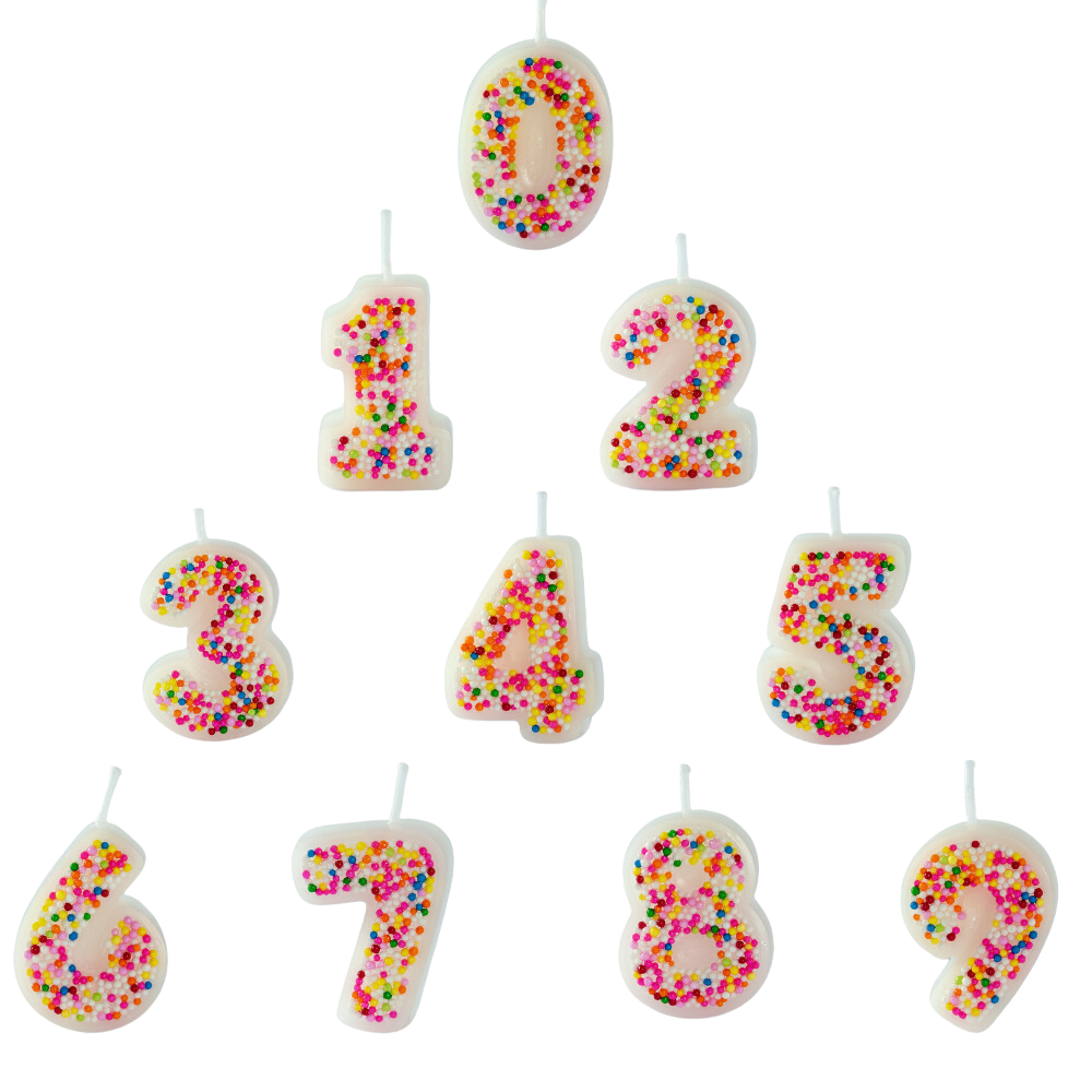 Colorful Sprinkle Candy Embedded Birthday Number Candle